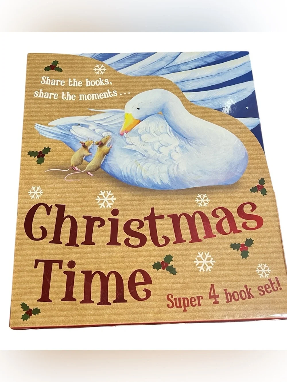 Hardcovers Christmas Time Holiday Book Set - White & Blue Like New